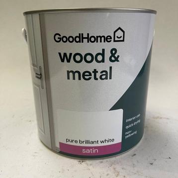 GoodHome Puur Wit Lak Verf voor Hout en Metaal 2L beschikbaar voor biedingen