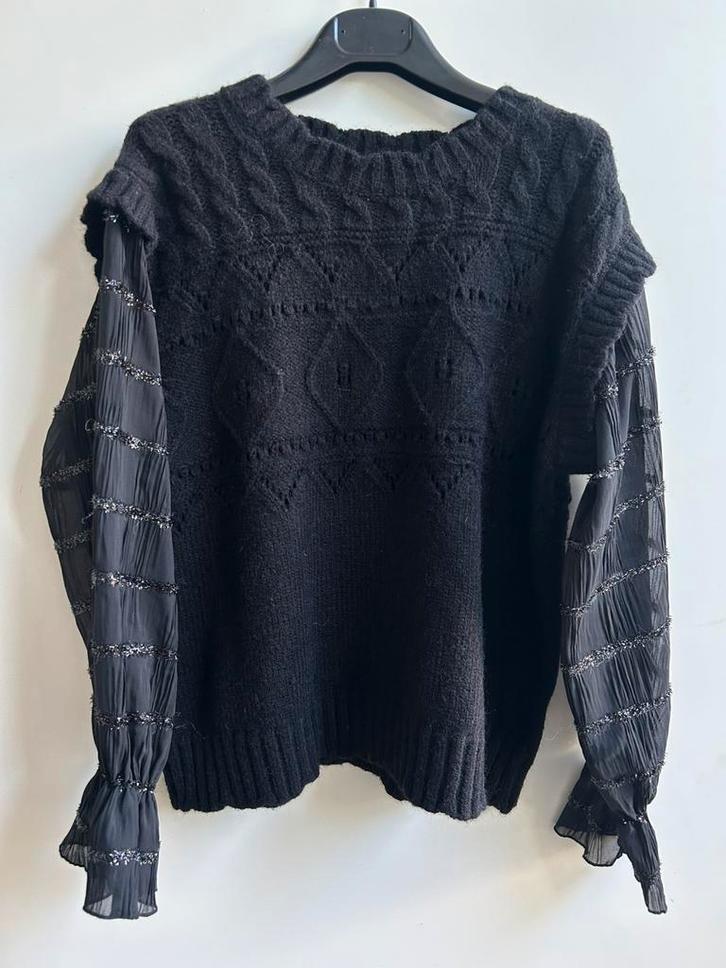 KILKY trui zwart met transparante mouwen mt TU, Kleding | Dames, Truien en Vesten, Nieuw, Zwart, Verzenden