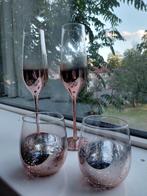 Bronskleurig champagne glas 2x en waterglas 2x, Glas of Glazen, Ophalen of Verzenden, Overige stijlen, Glas
