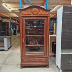 Antieke vitrinekast hout en geslepen glas, Ophalen, Glas, ., .