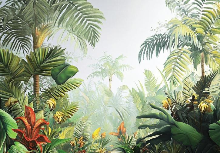 Botanisch fotobehang Into the Palm, Jungle behang, op maat!, Huis en Inrichting, Stoffering | Behang, minder dan 10 m², Verzenden