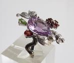 Bijzondere 18 krt gouden ring met edelsteen en diamant, Sieraden, Tassen en Uiterlijk, Ringen, Ophalen of Verzenden, Zo goed als nieuw
