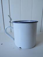 *** Wit emaille beker met blauw randje ***, Ophalen of Verzenden