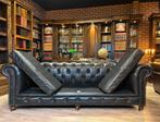 Orginele chesterfield in vintage leer zwart, Huis en Inrichting, Banken | Bankstellen, Ophalen, Driepersoons, Leer, Zo goed als nieuw