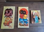 Vintage prents op hardboard jaren 70 prijs pst, Ophalen of Verzenden, Minder dan 50 cm, Schilderij, Minder dan 50 cm