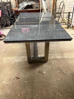 Granieten Eettafel met Metalen Onderstel, Huis en Inrichting, Tafels | Eettafels, Gebruikt, 100 tot 150 cm, Verzenden, Vier personen