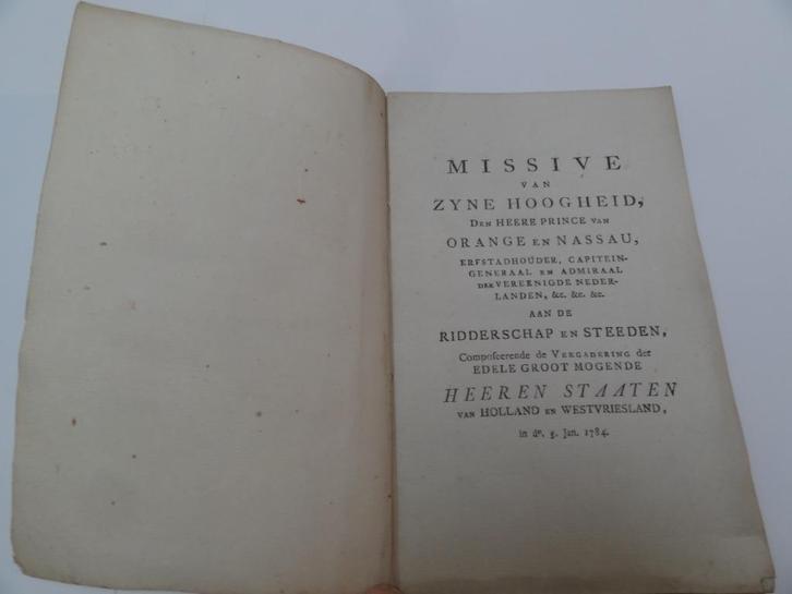 Pamflet WILLEM V prins van Oranje aan Holland Friesland 1784, Antiek en Kunst, Antiek | Boeken en Bijbels, Verzenden