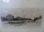 ets / gravure --LANDSCHAP MET WATERLOOP-afm.ets 10x18,5cm, Antiek en Kunst, Kunst | Etsen en Gravures, Ophalen of Verzenden