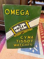 Omega Cyma Tissot Emaille Reclamebord, Antiek en Kunst, Antiek | Emaille, Ophalen of Verzenden