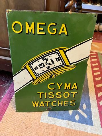 Omega Cyma Tissot Emaille Reclamebord beschikbaar voor biedingen