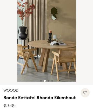 Nieuw! Woood eettafel type Rhonda blank eikenhout rond Ø150 beschikbaar voor biedingen