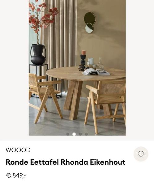 Nieuw! Woood eettafel type Rhonda blank eikenhout rond Ø150, Huis en Inrichting, Tafels | Statafels, Nieuw, Ophalen