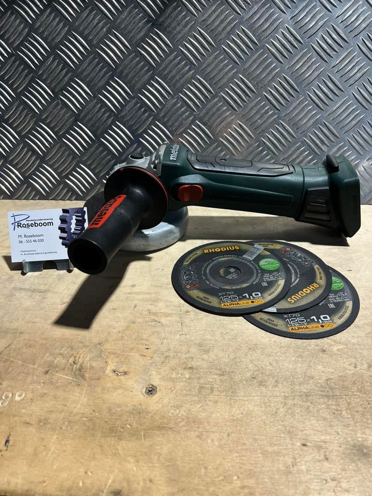 Metabo accu haakse slijper type W18LTX125quick werkt prima, Www.metabo.com, Gebruikt, Haakse handslijpmachine, Ophalen of Verzenden