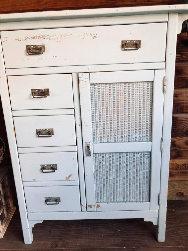 Vintage shabby ladenkast!, Antiek en Kunst, Curiosa en Brocante, Ophalen