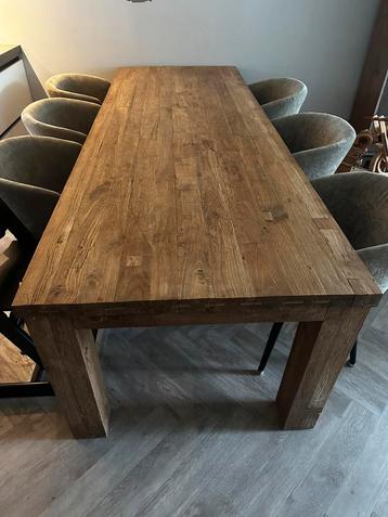 Robuuste tafel van gerecycled teakhout 280 x100 cm blad 5 cm beschikbaar voor biedingen