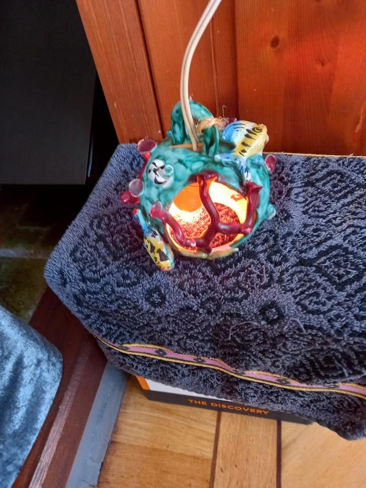 Vintage '70er jaren Vietri Sur La Mer Majolica hanglampje., Huis en Inrichting, Lampen | Hanglampen, Gebruikt, Minder dan 50 cm