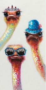 Olieverfschilderij struisvogels, Ophalen, Zo goed als nieuw, Schilderij