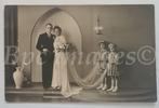 fotokaart bruidspaar met bruidsmeisjes 1910's, Gebruikt, Verzenden, Foto, Voor 1940