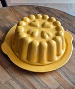 Puddingvorm geel met schotel antiek retro vintage, Ophalen of Verzenden
