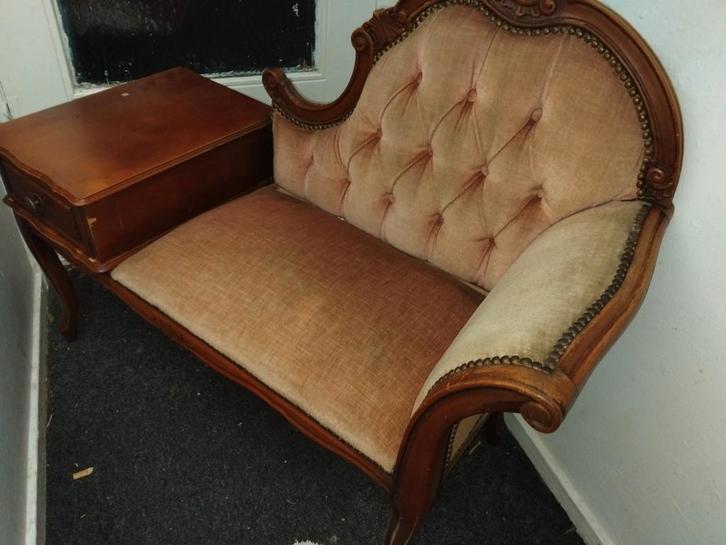 Antiek Telefoonbankje met Opbergruimte, Antiek en Kunst, Antiek | Meubels | Stoelen en Banken, Ophalen