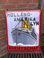 Holland Amerika lijn emaille reclamebord, Ophalen of Verzenden, Gebruikt, Reclamebord