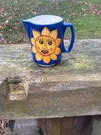 Blauw aardewerk kan met zonnebloem, Gebruikt, Overige typen, Ophalen of Verzenden, Overige stijlen