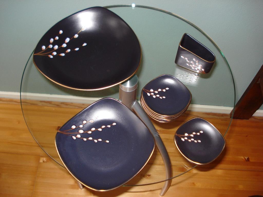 Plateel Borrel Set, Ophalen of Verzenden, Gebruikt, Porselein, Kop en/of schotel