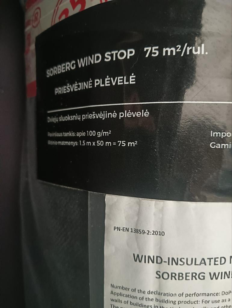 Sorborg Wind Stop Winddoek - 75 m² rol, Ophalen, Nieuw