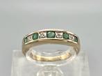 Gouden Vintage ring edelsteen smaragd en diamant. 2026/123, ., Ophalen of Verzenden, Zo goed als nieuw, Met edelsteen
