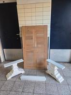 Salontafel met houten blad en witte poten, Ophalen of Verzenden