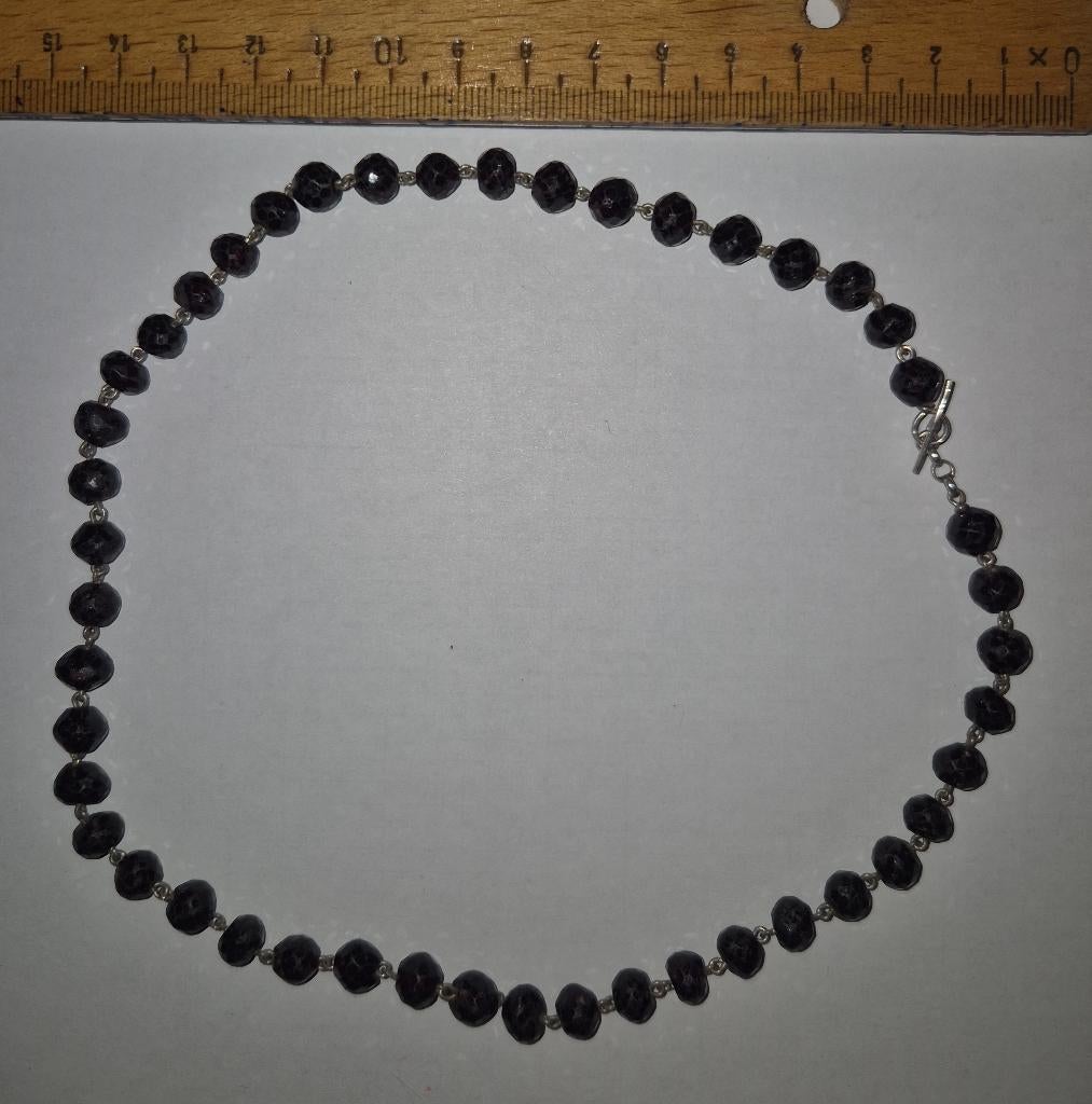 Ketting granaten op zilver, Ophalen of Verzenden, Gebruikt, Zwart, Zilver