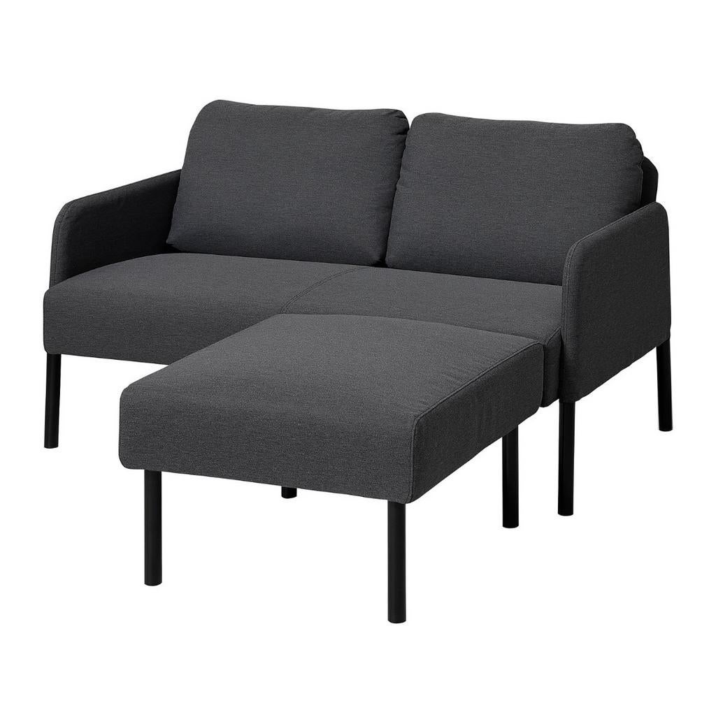 IKEA Glostad 2-zitsbank met chaise longue, donkergrijs, Ophalen, 150 tot 200 cm, Tweepersoons, 75 tot 100 cm