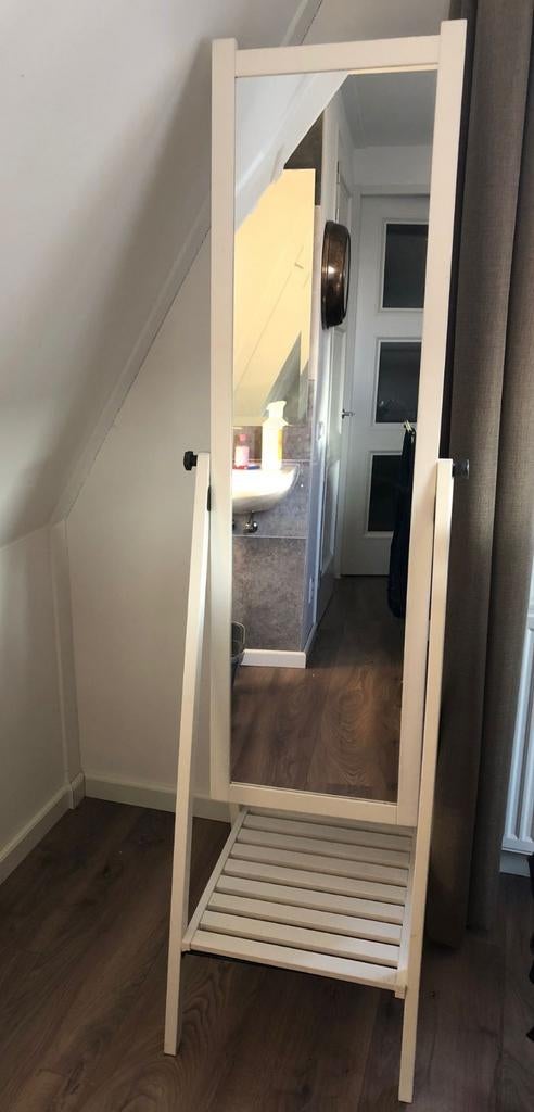 Witte staande spiegel, Huis en Inrichting, Minder dan 50 cm, Ophalen of Verzenden, Zo goed als nieuw, 150 tot 200 cm