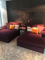 Twee donker bordeauxrode velvet chaise longues, Ophalen, Tweepersoons, Zo goed als nieuw, Stof