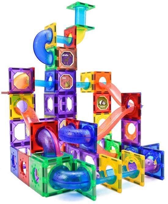 Magna Minds - Magnetic Tiles - Knikkerbaan - 125 onderdelen, Kinderen en Baby's, Speelgoed | Bouwstenen, Nieuw, Verzenden