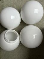4x Retro Melkglas Bol Plafondlampen - Vintage Design, Ophalen, Gebruikt, Glas
