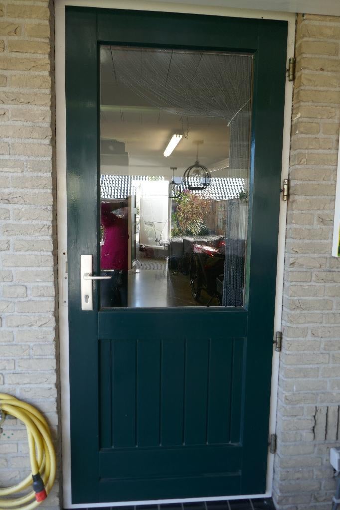 hardhouten buitendeur, Doe-het-zelf en Verbouw, Deuren en Horren, Ophalen, Gebruikt, 80 tot 100 cm, Buitendeur