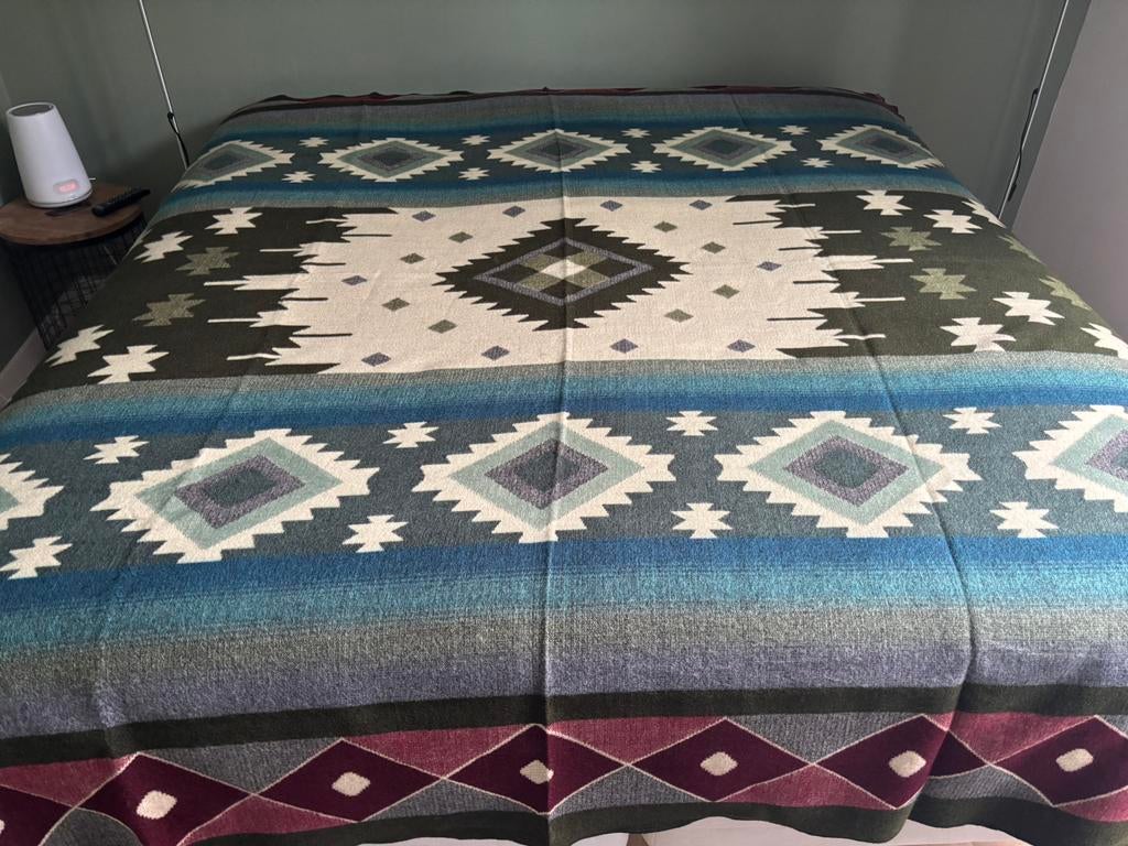 NIEUW! Alpaca wol sprei plaid deken kleed kleur ruit boho, Ophalen of Verzenden, Nieuw