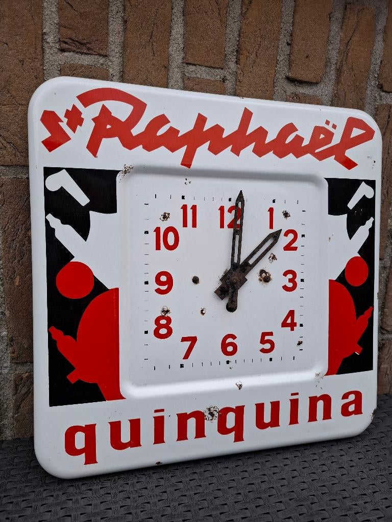 Emaillebord / emaille klok St. Raphaël Quinquina, Ophalen of Verzenden, Zo goed als nieuw, Reclamebord
