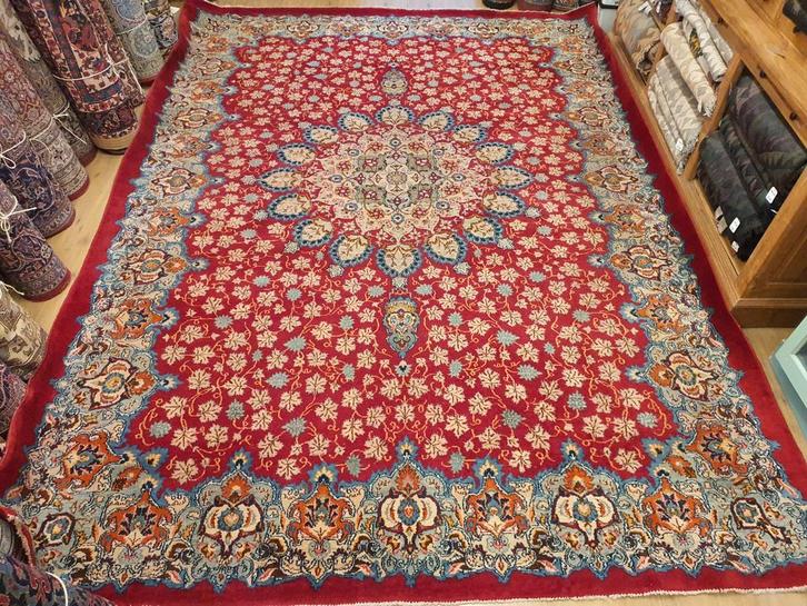 Vintage handgeknoopt perzisch tapijt kashan 376x268, Huis en Inrichting, Stoffering | Tapijten en Kleden, Gebruikt, 200 cm of meer