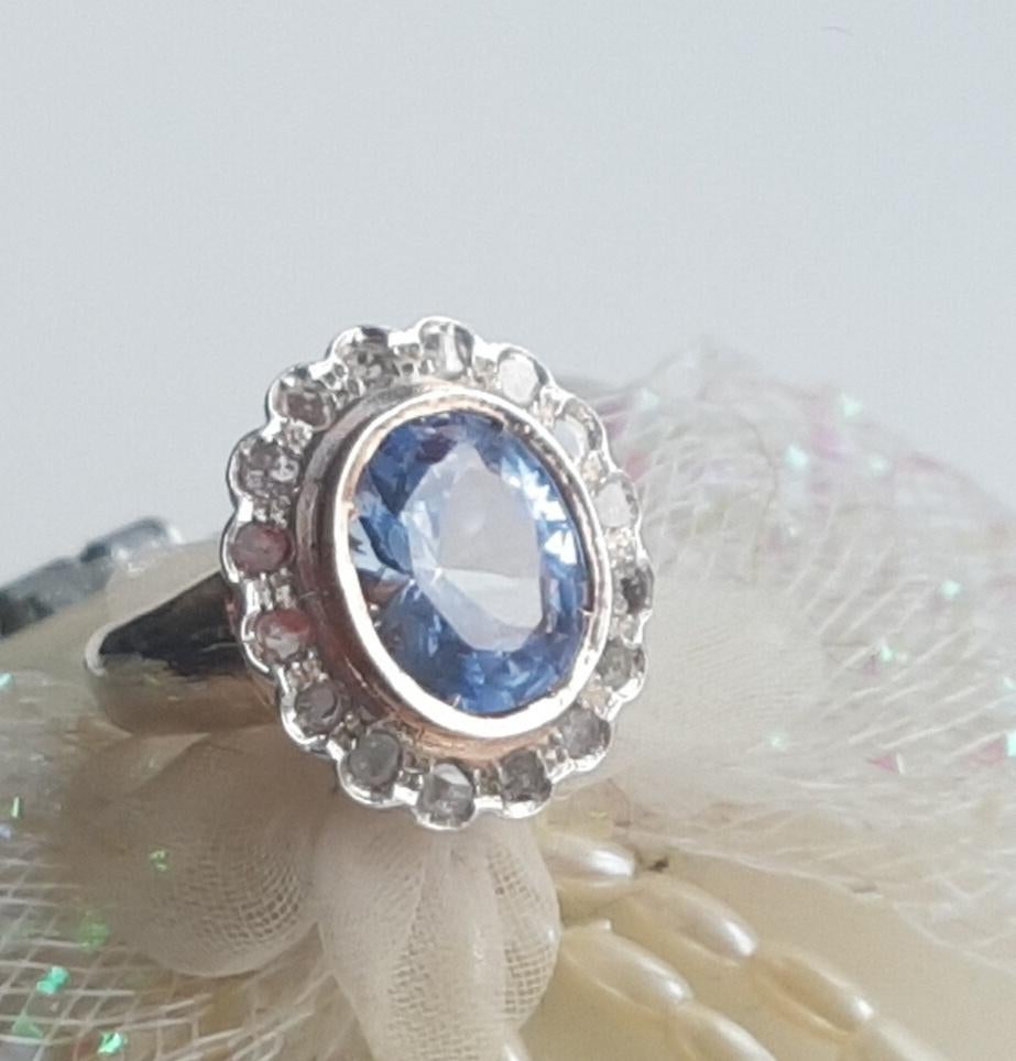 Schitterende gouden ring met topaas en diamant 9 karaats, Sieraden, Tassen en Uiterlijk, Ringen, Verzenden, Zo goed als nieuw