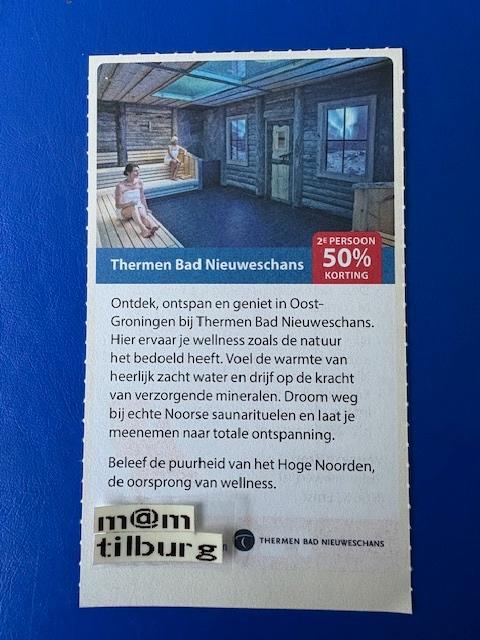 Thermen Bad Nieuwenschans 2e persoon 50% korting, Drie personen of meer, Kortingsbon, Spa of Sauna