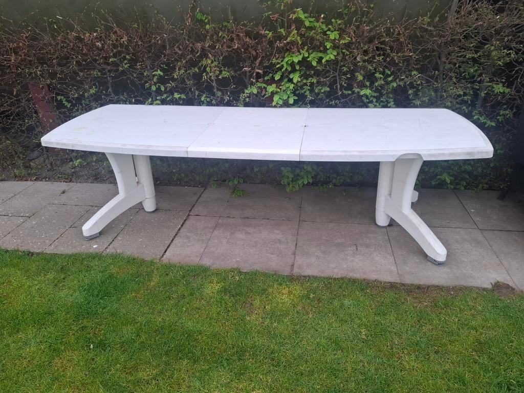Hartman verstelbare witte tuintafel 2.60m/2.00m, Ophalen, Gebruikt, Rechthoekig, Kunststof