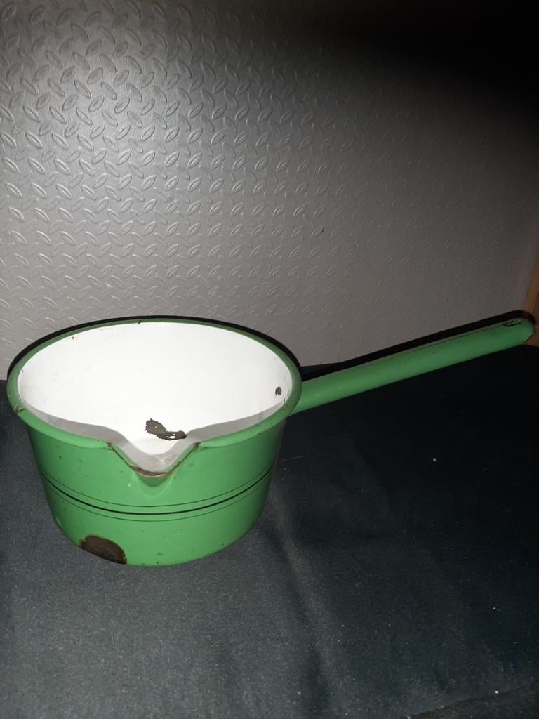 Groene emaille steelpan, Ophalen of Verzenden