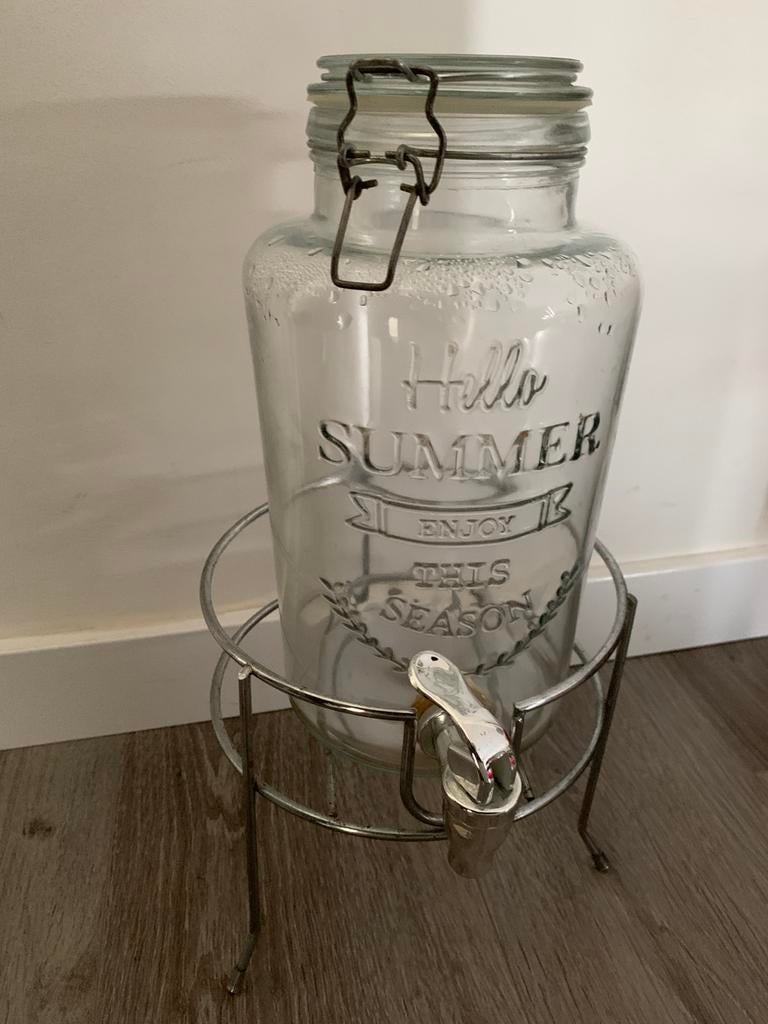 Waterkan met tapkraan + houder, Ophalen of Verzenden, Zo goed als nieuw