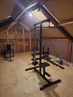 Te koop: fitnessapparatuur gewichten + bokszak, Ophalen, Gebruikt, Krachtstation, Rug