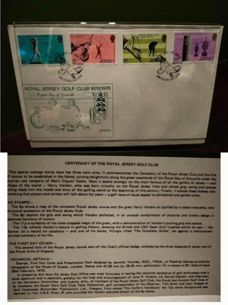 Verzamelset: Jersey 1978 Royal Jersey Golf Club – In Display, Postzegels en Munten, Postzegels | Eerstedagenveloppen, Ophalen