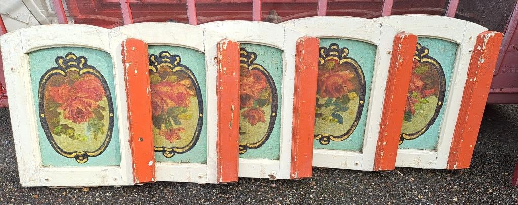 Antieke beschilderende draaimolen of kermis panelen echt oud, Antiek en Kunst, Curiosa en Brocante, Ophalen