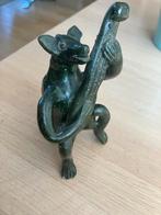 Chinees beeldje hond met muziekinstrument, groen glazuur, Ophalen of Verzenden