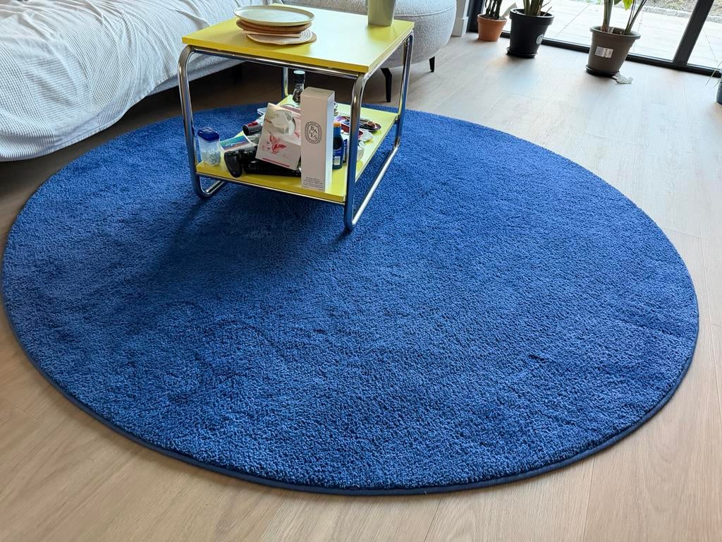 IKEA STOENSE Vloerkleed - Rond, Blauw, Huis en Inrichting, Ophalen, Gebruikt, Blauw, 150 tot 200 cm